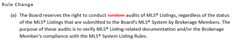 2. Part III 3.07(a) Audit of Listings Rule change